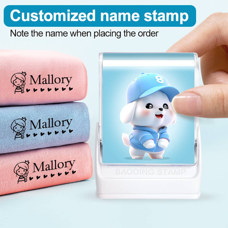 Label Maker - ตราประทับเสื้อผ้าเด็กแบบส่วนตัว, เครื่องทำป้ายชื่อการ์ตูนตามสั่ง, ตราประทับกันน้ำแบบใช้ซ้ำได้สำหรับผ้าโมดอล/ผ้าฝ้าย, หมึกปลอดสารพิษ