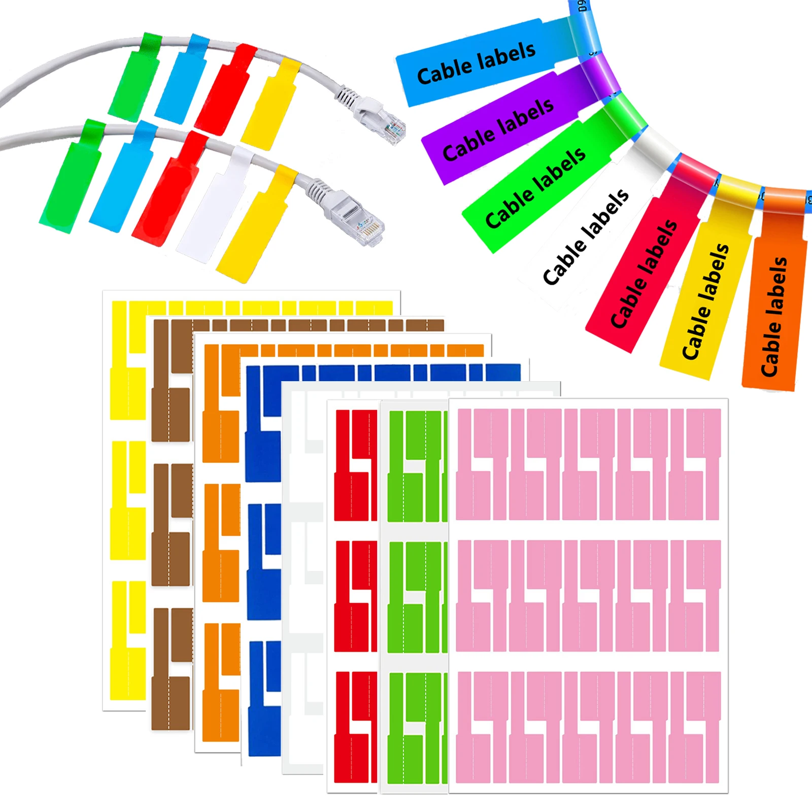 Label Printer - 240 ชิ้น ป้ายติดสายเคเบิลแบบมีกาวในตัว สีสันสดใส กันน้ำ สายรัดทำเครื่องหมาย