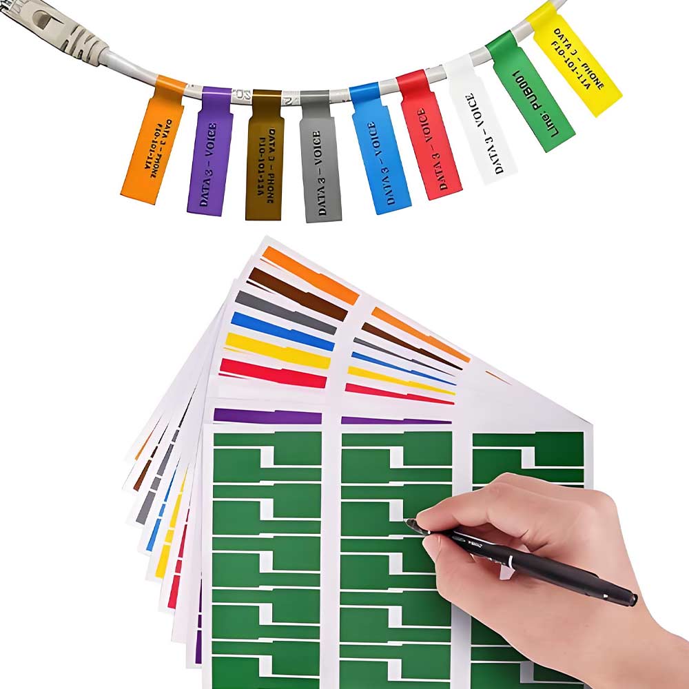 Label Maker - ป้ายฉลากสายเคเบิลกันน้ำ สามารถเขียนได้ ป้ายฉลากสายไฟแบบเขียนด้วยลายมือ สติ๊กเกอร์ฉลากแบบพิมพ์ได้รูปตัว P อุปกรณ์อิเล็กทรอนิกส์